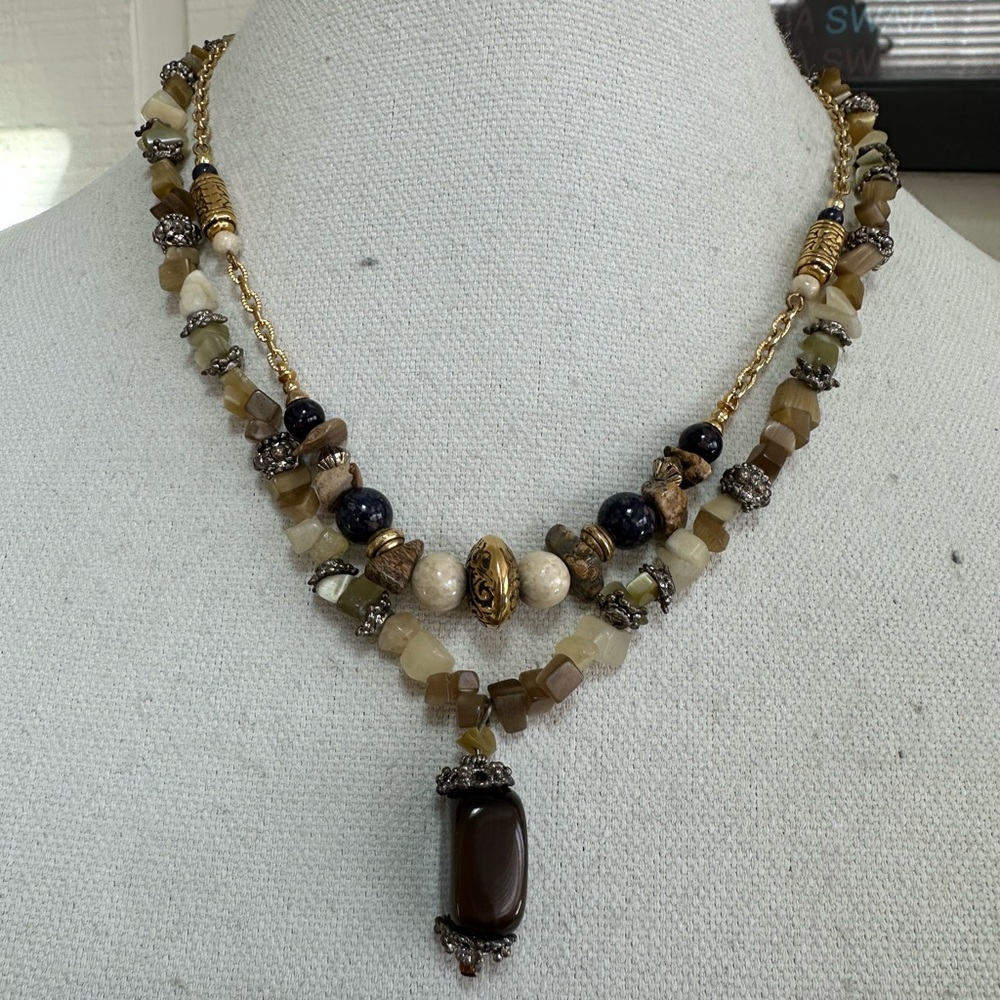 Two polished stone neutral vibe necklaces
